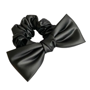 Satin Scrunchie Bow Tie Black